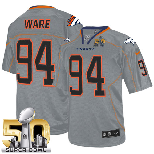 Men's Elite DeMarcus Ware Super Bowl L Nike Jersey Lights Out Grey - #94 NFL Denver Broncos